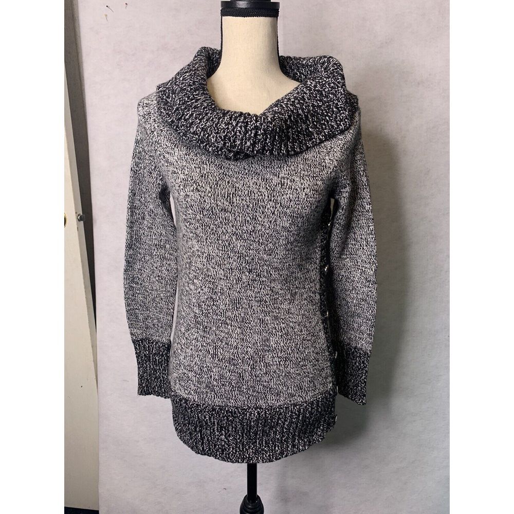 White House Black‎ Market Sweater Medium Wool Blend Pullover Metallic Cowl Neck - Picture 9 of 12